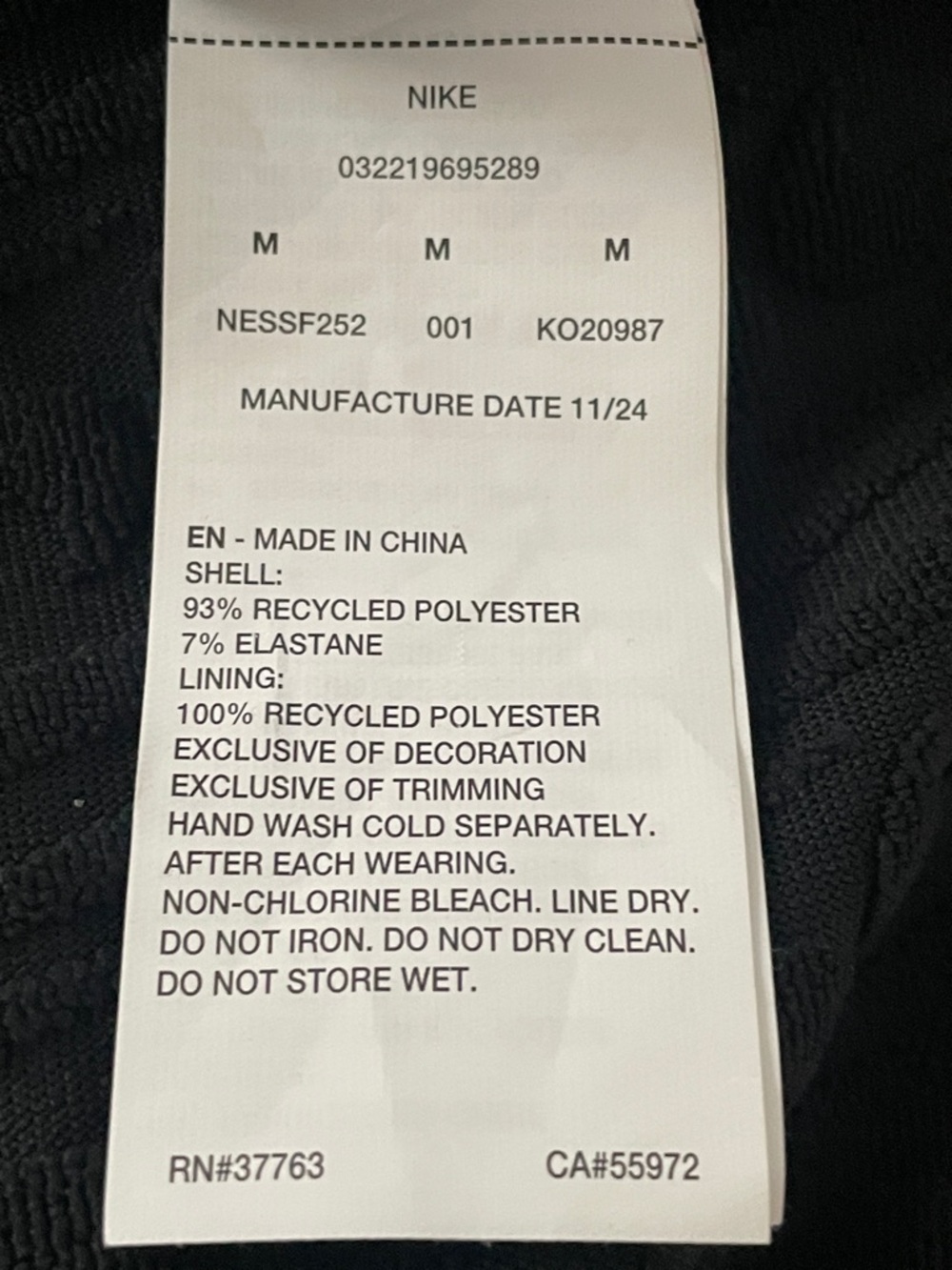 ♥️Nike♥️ Black One Piece Swim Suit with Embossed Logo  Size (Med) - Picture 2 of 9